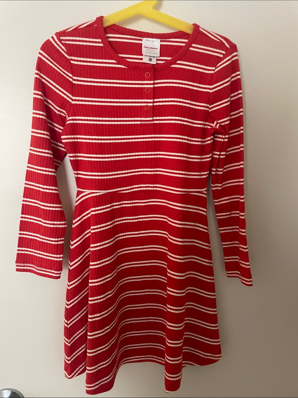 Hanna Andersson Red and White Striped Knit Dress NWT sz 6
